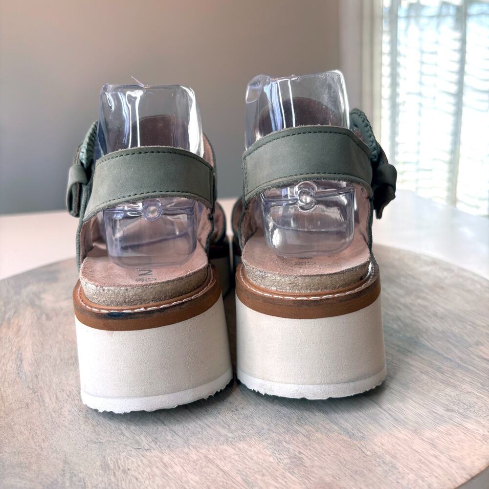 Naot Platform Wedge Sandals Green Nubuck Leather Slingback Women's Size 7 EU 38 - Picture 7 of 12